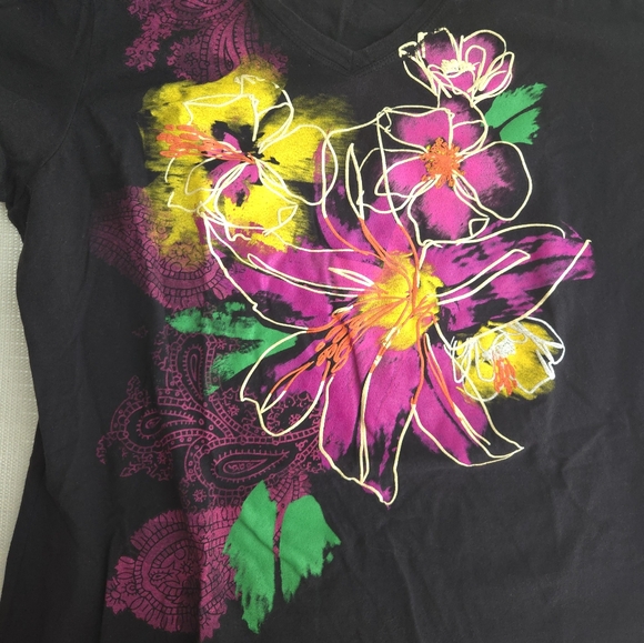 Women's Just My Size Multi Colored Floral  T Shirt 2 X Beautiful - Picture 7 of 12